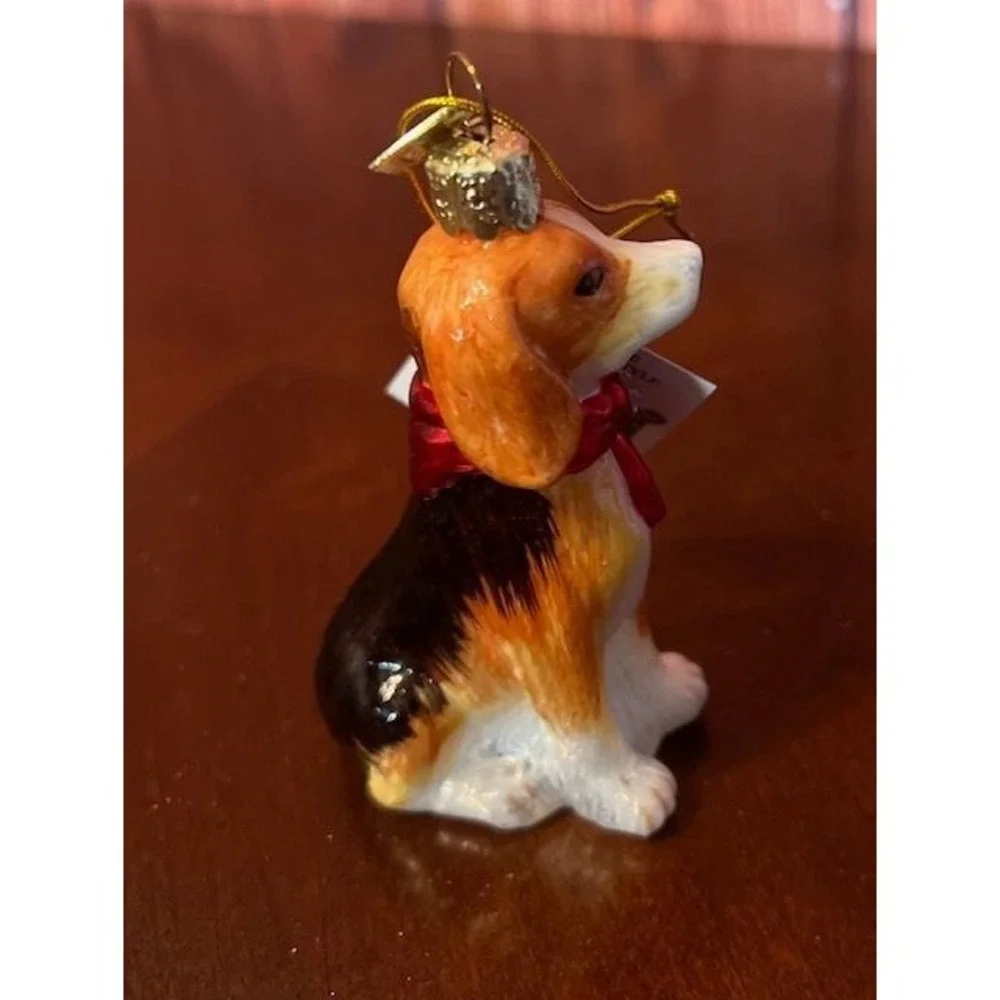 Glass Beagle‎ Dog christmas Ornament kurt s adler Noble Gems Hand-Crafted